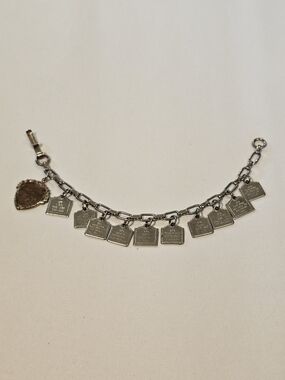 Vintage Sterling Gifts Ten Commandments Silver Charm Bracelet - Size 6 Petite
